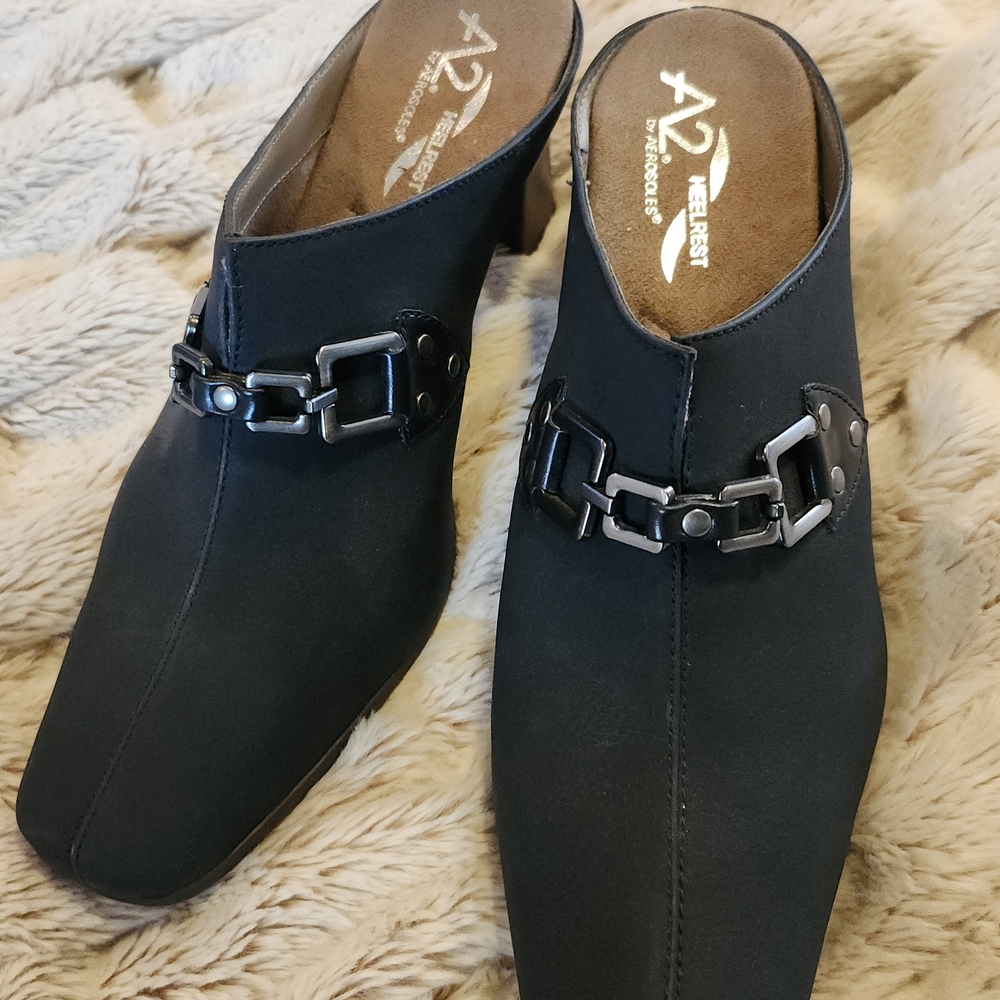 A2 by Aerosoles Black Women's Mules, Size 10, 3" Heel